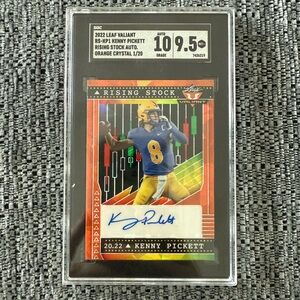 Kenny Pickett 2022 Leaf Valiant Rising Stock Auto Orange Crystal 1/20 SGC 9.5